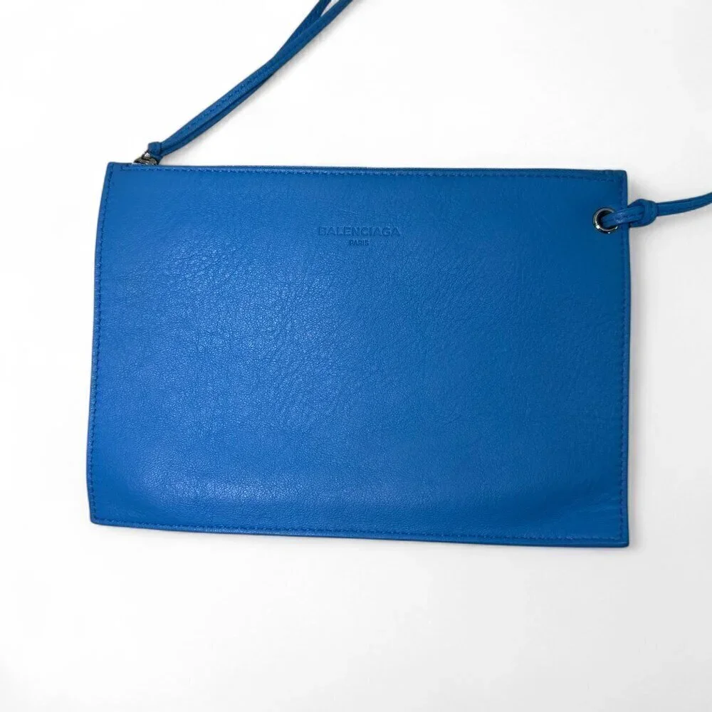 Balenciaga Blue Leather Wristlet - NWOT